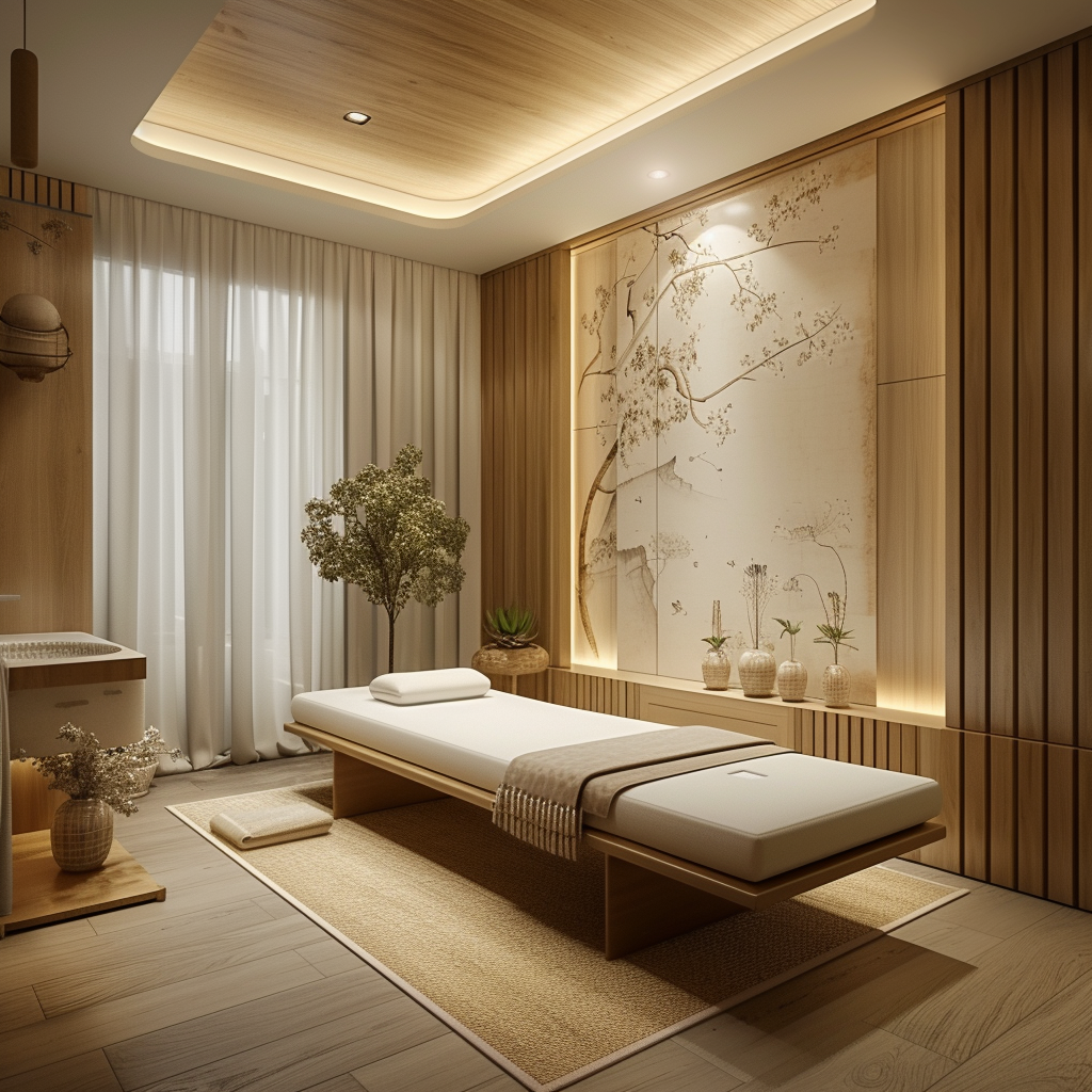 image depicting a peaceful and inviting acupuncture treatment room